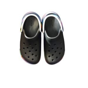 CROCS Kids Black Platform Shoes with Colorful Trim, Nwot